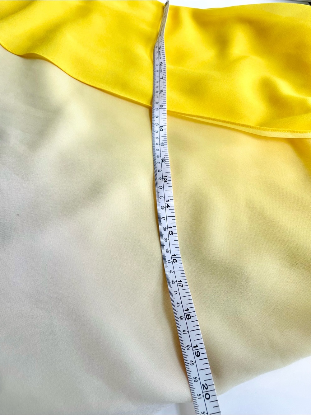 Halston Heritage Yellow White Ombre Chiffon Draped Layered Asymmetrical Dress 4 - Picture 13 of 15